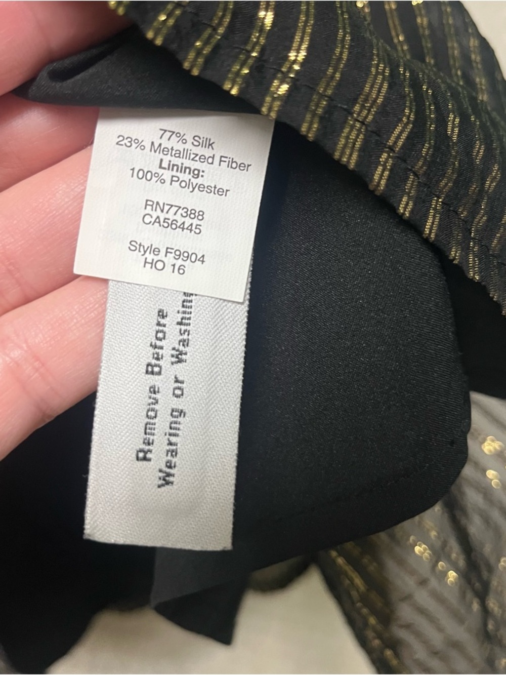 Madewell Black & Gold Metallic Stripe Tie-Shoulder Cami Top Silk Lightweight 4 - Picture 10 of 10